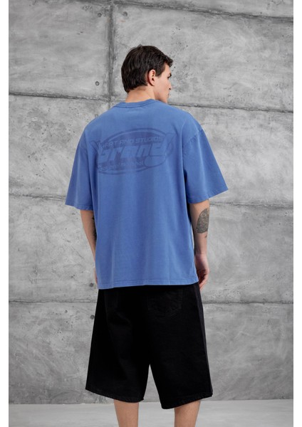 Mavi Brand Yazılı Yıkamalı Oversize Tshirt