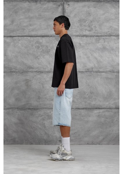 Siyah Look Yazılı Parçalı Oversize Tshirt indirimleri