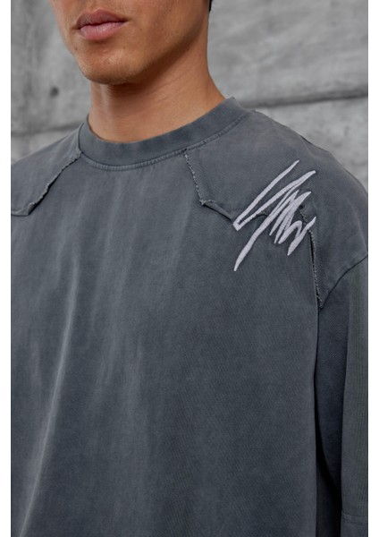 Füme Parçalı Yıkamalı Oversize Tshirt fiyatları