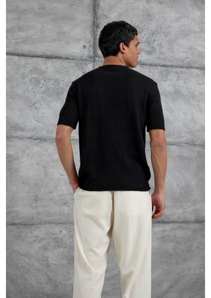 Siyah Mrk Örme Triko Tshirt