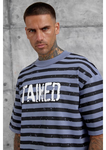 Gri Tained Baskılı Oversize Tshirt fiyatları