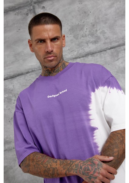 Mor Desinged Brand Yazılı Oversize Tshirt indirimleri