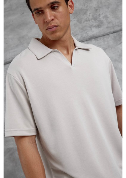 Bej Mrk Oversize Basic Polo Yaka Tshirt fiyatları