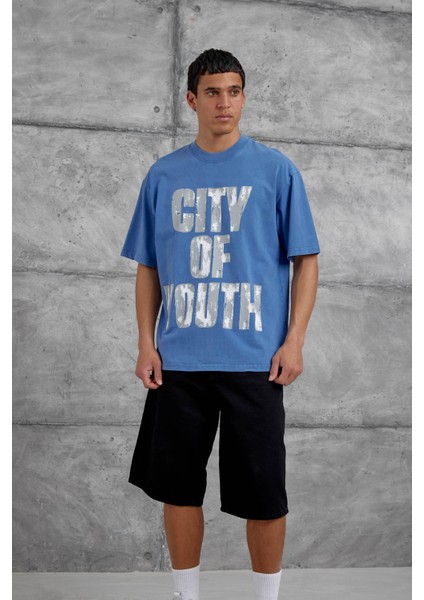 Mavi City Of Youth Baskılı Oversize Tshirt fiyatları