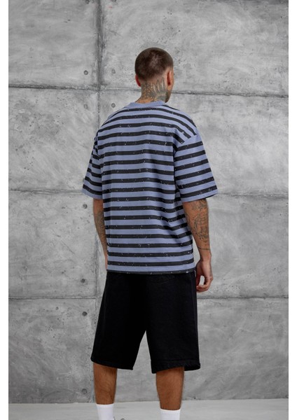 Gri Tained Baskılı Oversize Tshirt indirimleri