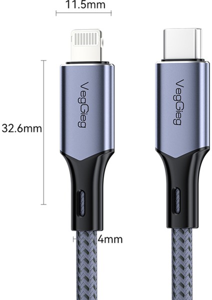 27W 3A USB Type-C To Lightning Apple iPhone iPad Hızlı Şarj ve Data Kablosu 1.2 Metre
