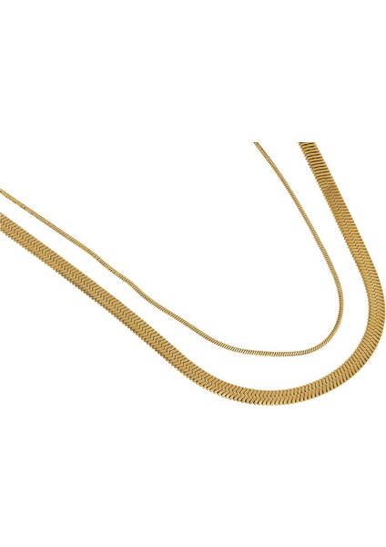 Kadın Italyan Zincir Model Ikili Çelik Kolye