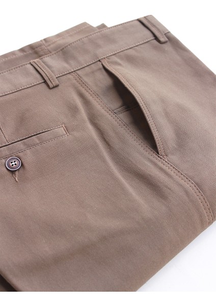 Erkek Kahverengi Armüllü Cepli Klasik Kesim Trend Keten Pantolon modelleri