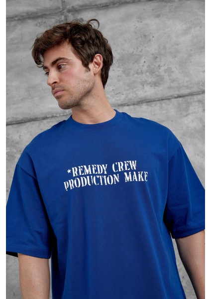 Mavi Remedy Crew Yazılı Oversize Tshirt indirimleri