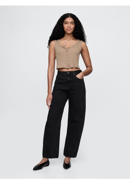 Kadın Bej Crop Fitilli Atlet indirimleri