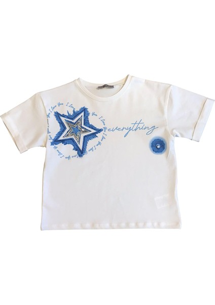 Kız Çocuk Taş Işlemeli Yıldız Tshirt
