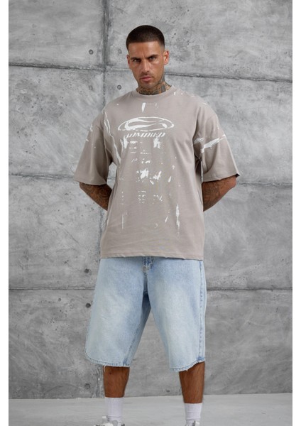 Kahverengi Admired Baskılı Oversize Tshirt fiyatları