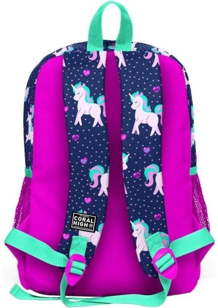 Kids Lacivert Pembe Unicorn Desenli 2'Li Okul Çanta Seti Goset0223467