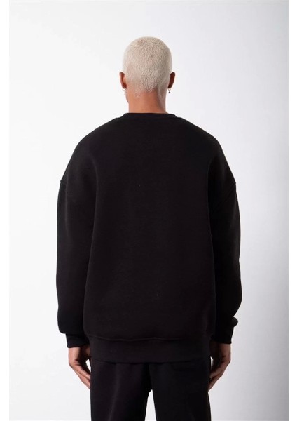 Biskilet Yaka Üç Iplik Sweatshirt - Siyah fiyatları