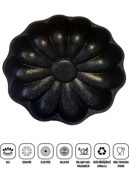 Papatya Tart Döküm Kek Kalıbı Yanmaz Yapışmaz - Siyah
