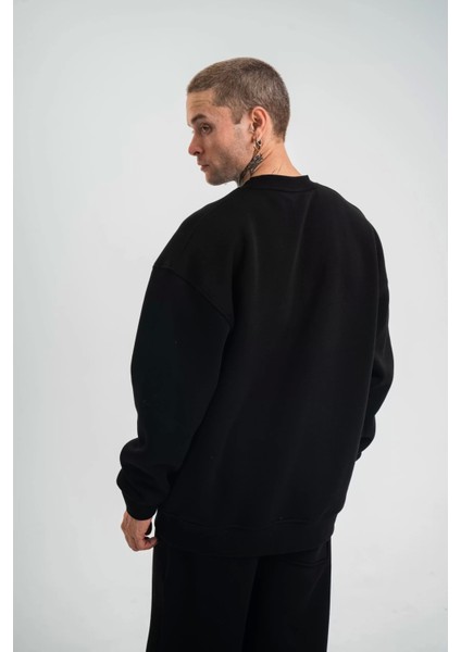 Uzun Kol Bisiklet Yaka Basic Sweatshirt - Siyah