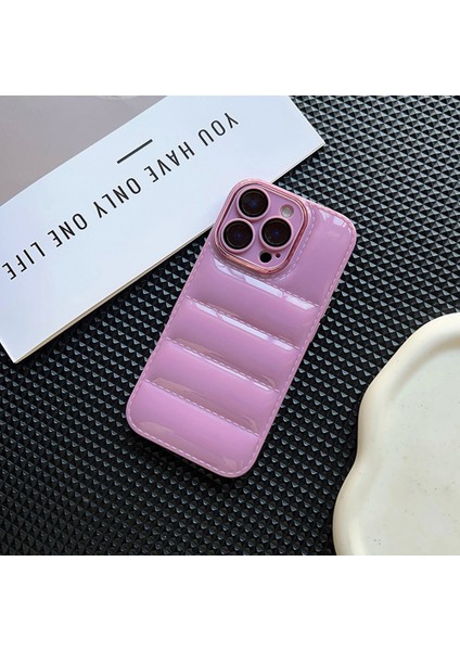 Apple iPhone 13 Pro Mor Çizgili Puff Silikon Telefon Kılıfı