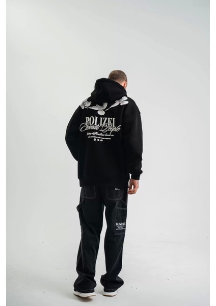 Uzun Kol Bisiklet Yaka Yıkamalı Sweatshirt - Siyah