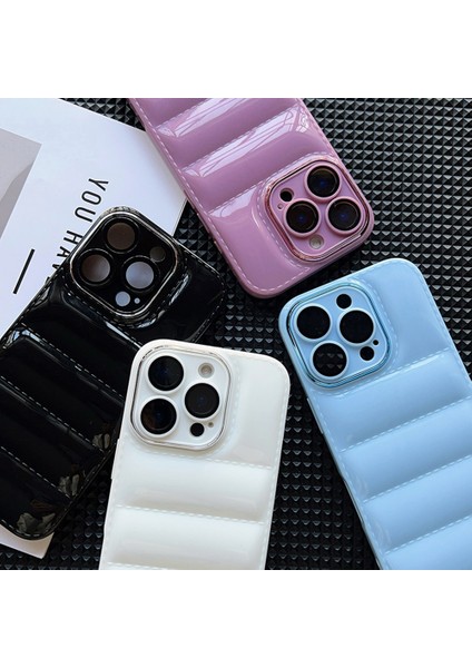 Apple iPhone 14 Pro Siyah Çizgili Puff Silikon Telefon Kılıfı