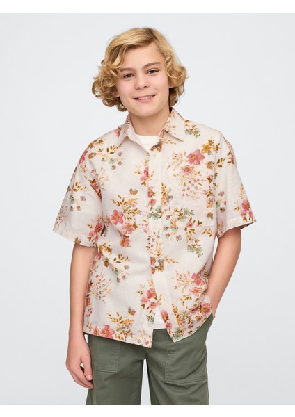 Erkek Çocuk Çok Renkli %100 Organik Pamuk Poplin Gömlek