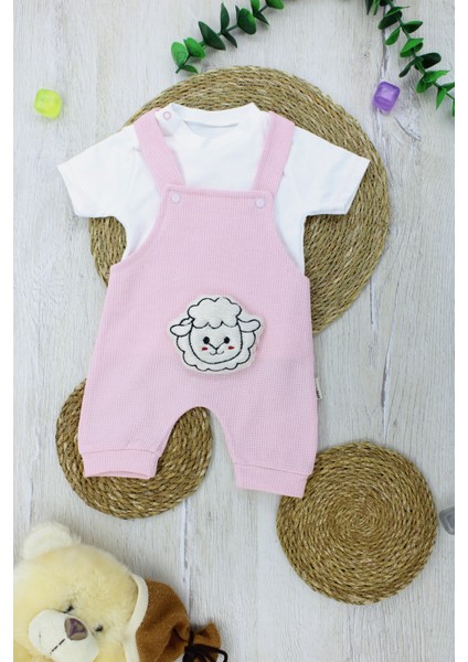 Kuzu Figürlü Kısa Salopet Ikili Takım Kız Erkek Çocuk 0-3 Ay, 3-6 Ay, 6-9 Ay fiyatları