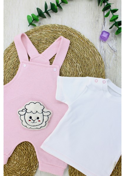 Kuzu Figürlü Kısa Salopet Ikili Takım Kız Erkek Çocuk 0-3 Ay, 3-6 Ay, 6-9 Ay indirimleri