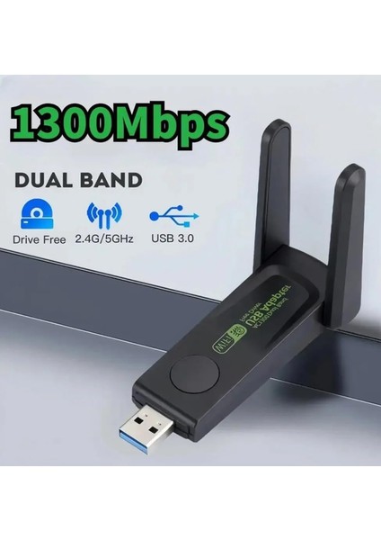 3125 1300 Mbps Dual Band USB 3.0 Adaptör Kablosuz Wifi Alıcı 2.4ghz 5ghz Tak Çalıştır