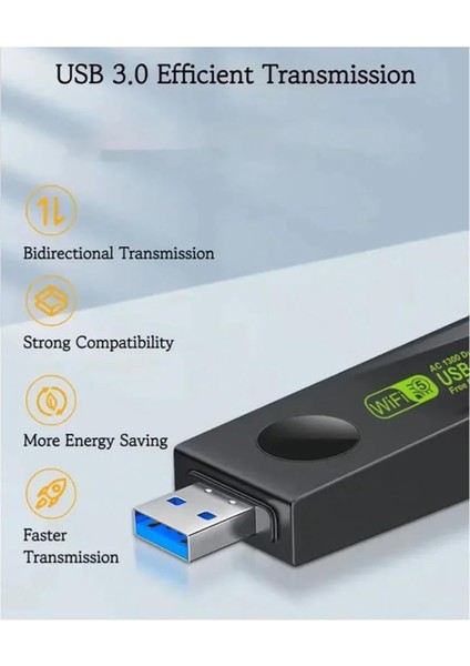 3125 1300 Mbps Dual Band USB 3.0 Adaptör Kablosuz Wifi Alıcı 2.4ghz 5ghz Tak Çalıştır