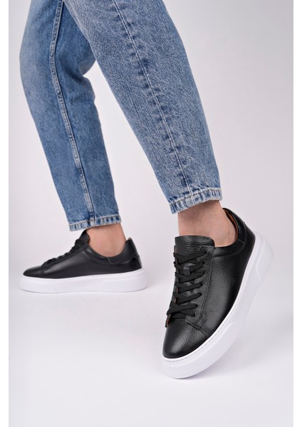 BA04582 Siyah T Erkek Hakiki Deri Iç Dış Deri Yüksek Eva Taban - 40 modelleri