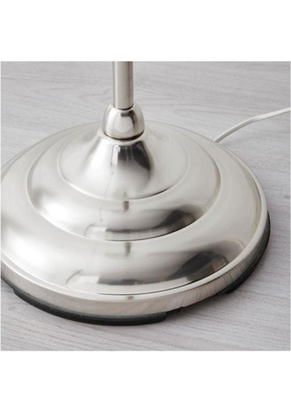 Yer Lambası Abajur, Beyaz-Metal Gümüş Rengi Masa Lambası 155 cm 100 W Lambader