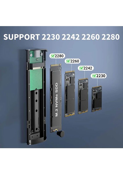EC6602 - M.2 Nvme/sata (M Key/b+M Key) 2230/2280 Destekli, 10GBPS, Max. 8tb Disk Kapasitesi, Vidasız Kolay Kurulum, Type-C Disk Kutusu (EC6602)