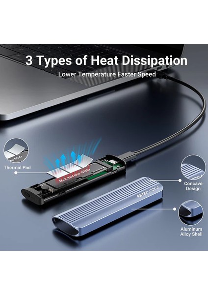 EC6602 - M.2 Nvme/sata (M Key/b+M Key) 2230/2280 Destekli, 10GBPS, Max. 8tb Disk Kapasitesi, Vidasız Kolay Kurulum, Type-C Disk Kutusu (EC6602)