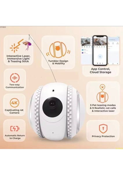 Smart Pet Robot Kamera Kedi Köpek Kamerası - Evcil Hayvan Kamerası