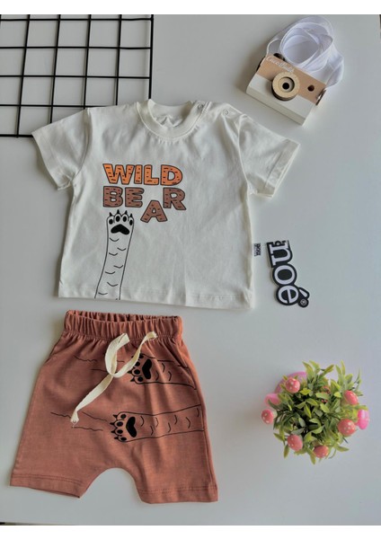 Erkek Bebek Wild Bear Baskılı Yazlık Şortlu Takım