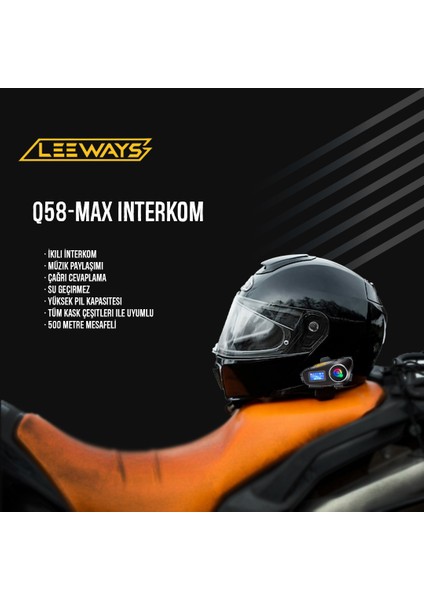 Q58 Max 500M Telsiz Mesafeli Motosiklet Kaskı Interkom Çift Sürücü Iletişimi Mp3 Fm Radyo fiyatları