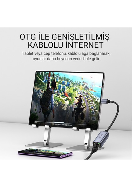 USB Type-C 100MBPS RJ45 Lan Ethernet Internet Çevirici Dönüştürücü