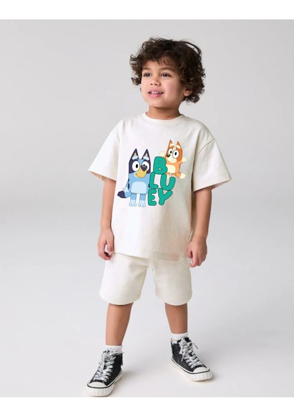 Bluey Pamuklu Oversize Tişört