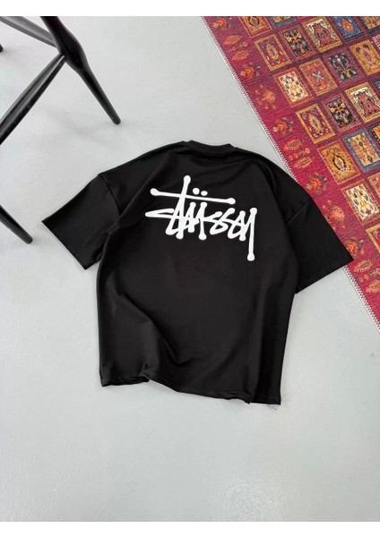 Erkek Baskılı Oversize T-Shirt - Siyah