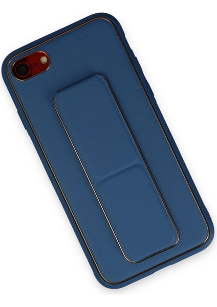 Apple iPhone 7 Kılıf Coco Deri Standlı Kapak - Açık Mavi Mrayd