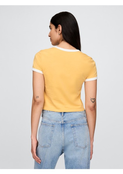 Kadın Sarı Gap Logo Crop T-Shirt