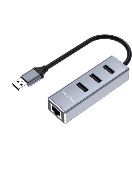 USB 2.0 To 100MBPS Ethernet Çevirici ve 3 Portlu USB Hub Çoklayıcı
