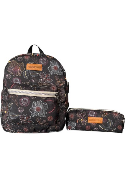 Çiçek Desenli 0-8 Yaş - Kreş, Anaokulu, Çocuk Sırt Çantası ve Kalemlik/ Kalem Kutusu Seti - Rigel