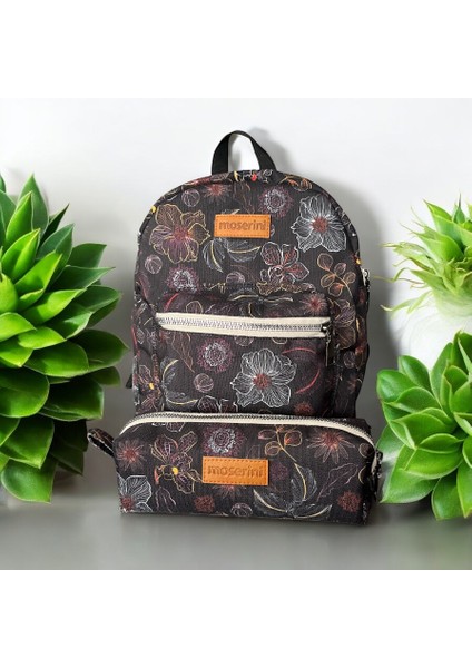 Çiçek Desenli 0-8 Yaş - Kreş, Anaokulu, Çocuk Sırt Çantası ve Kalemlik/ Kalem Kutusu Seti - Rigel fiyatları