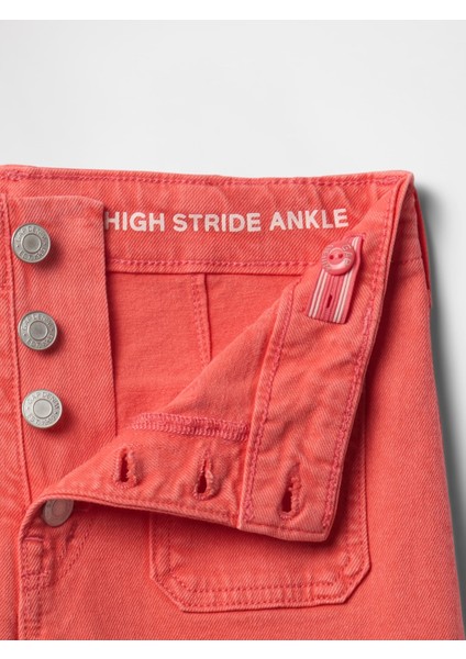 Kız Çocuk Kırmızı High Rise Stride Wide-Leg Jean Pantolon fiyatları