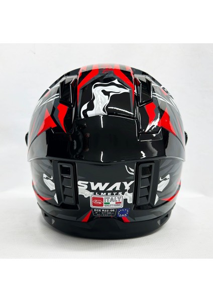 Sw 868 Cannibal Black Grey Red Güneş Vizörlü Siyah Camlı