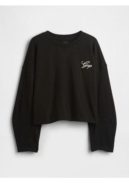 Kadın Siyah Vintagesoft Oversized Gap Logo Sweatshirt