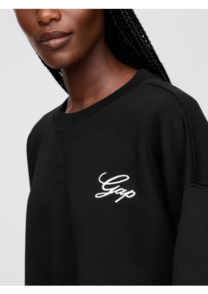 Kadın Siyah Vintagesoft Oversized Gap Logo Sweatshirt