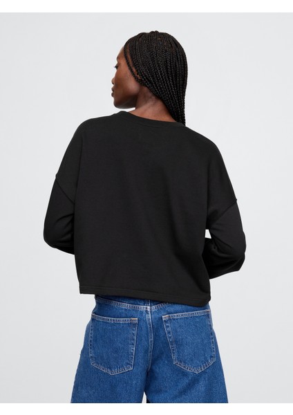 Kadın Siyah Vintagesoft Oversized Gap Logo Sweatshirt