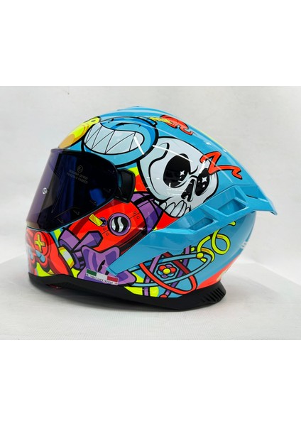 Sw 867 Gamer Gloss Renkli Camlı Iç Güneş Vizörlü Kapalı Kask