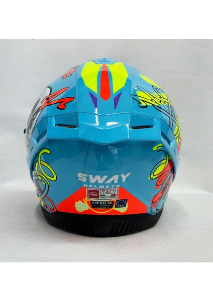 Sw 867 Gamer Gloss Renkli Camlı Iç Güneş Vizörlü Kapalı Kask